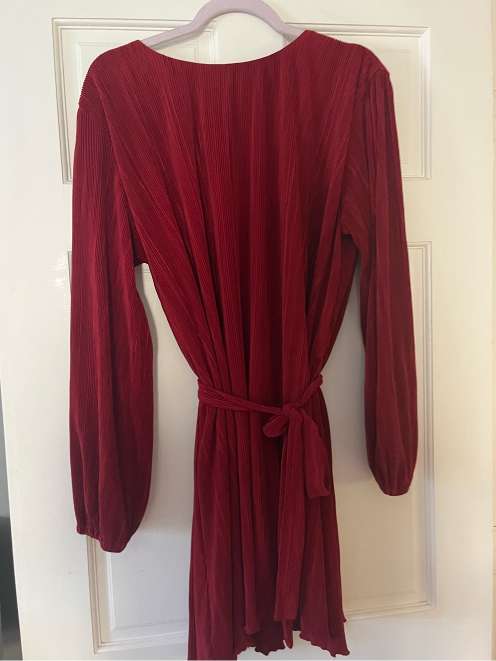 A&F Women’s Red Pleated Tie-Waist Mini Holiday Dress